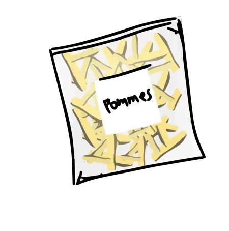 Icon mit Pommes in einer Pappschachtel