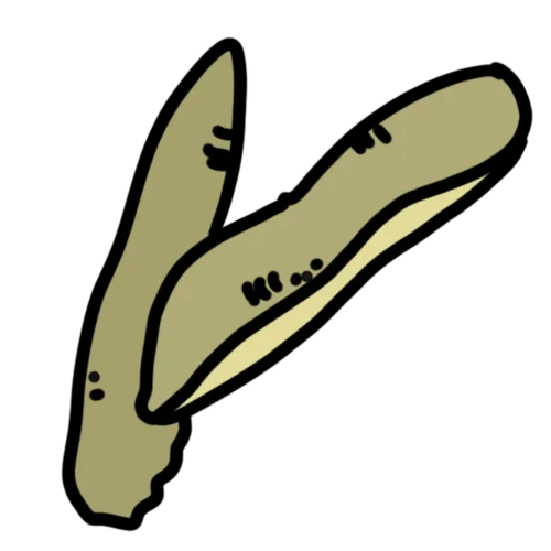 Icon mit länglichen Kartoffeln in beige