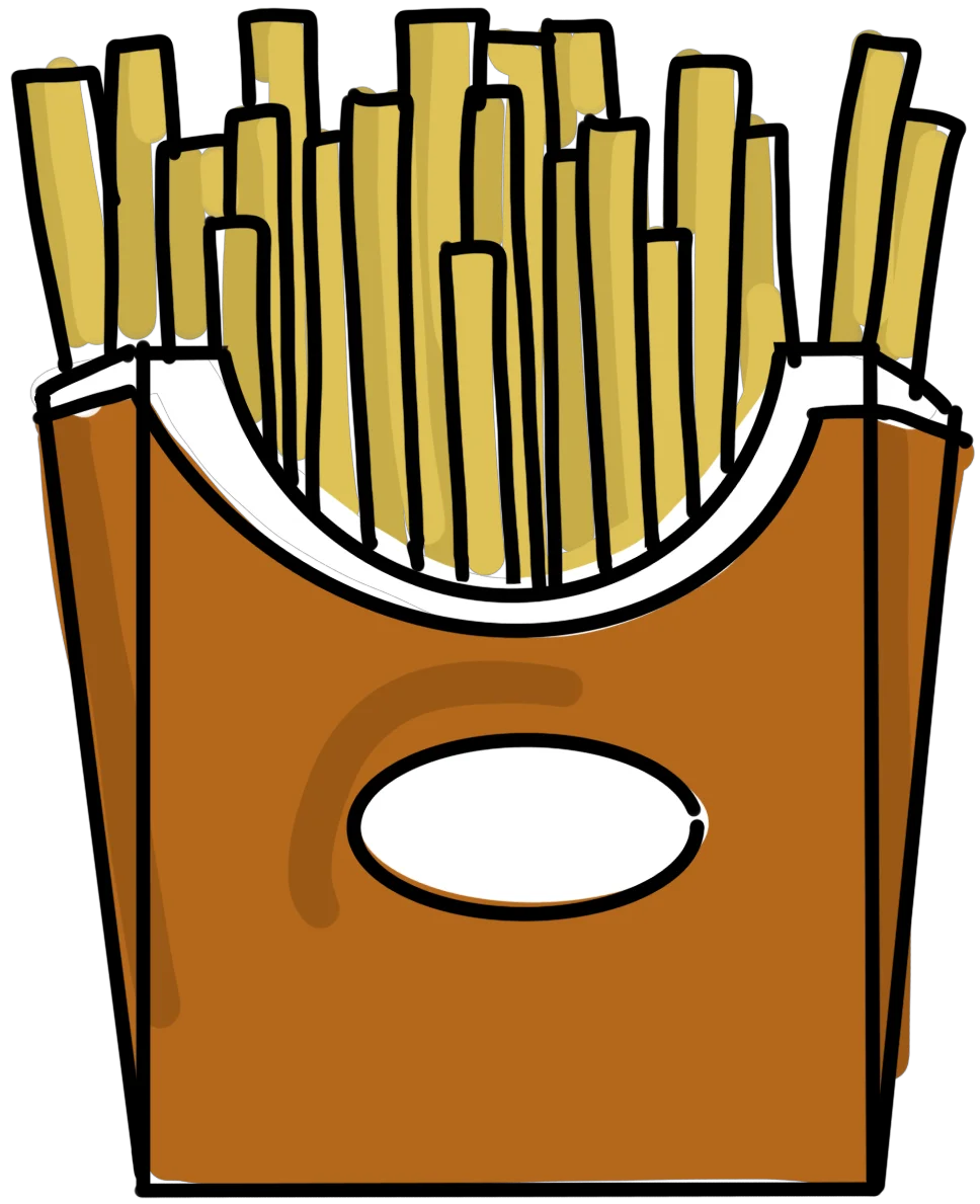 Icon mit Pommes in einer Pappschachtel